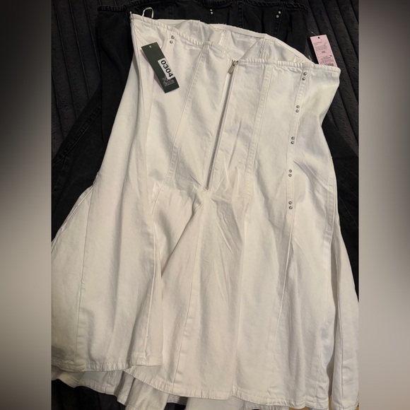 Wild Fable Black Washed Denim Studded Strapless Dress - Picture 4 of 5